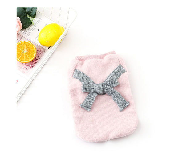 Brushed cloth bow pet clothes